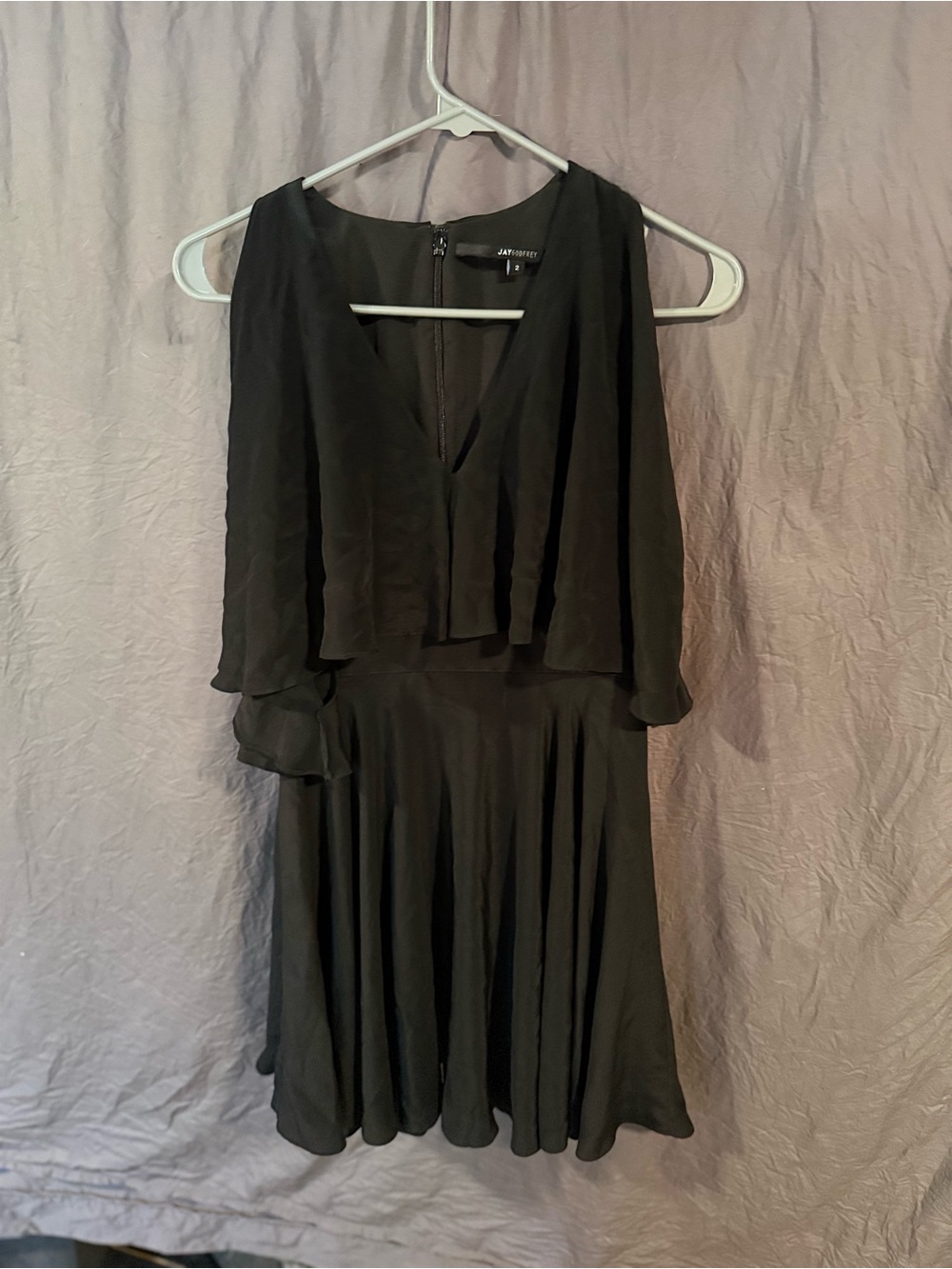 JAYGODFREY Black Sleeveless Layered V-Neck Mini Dress
